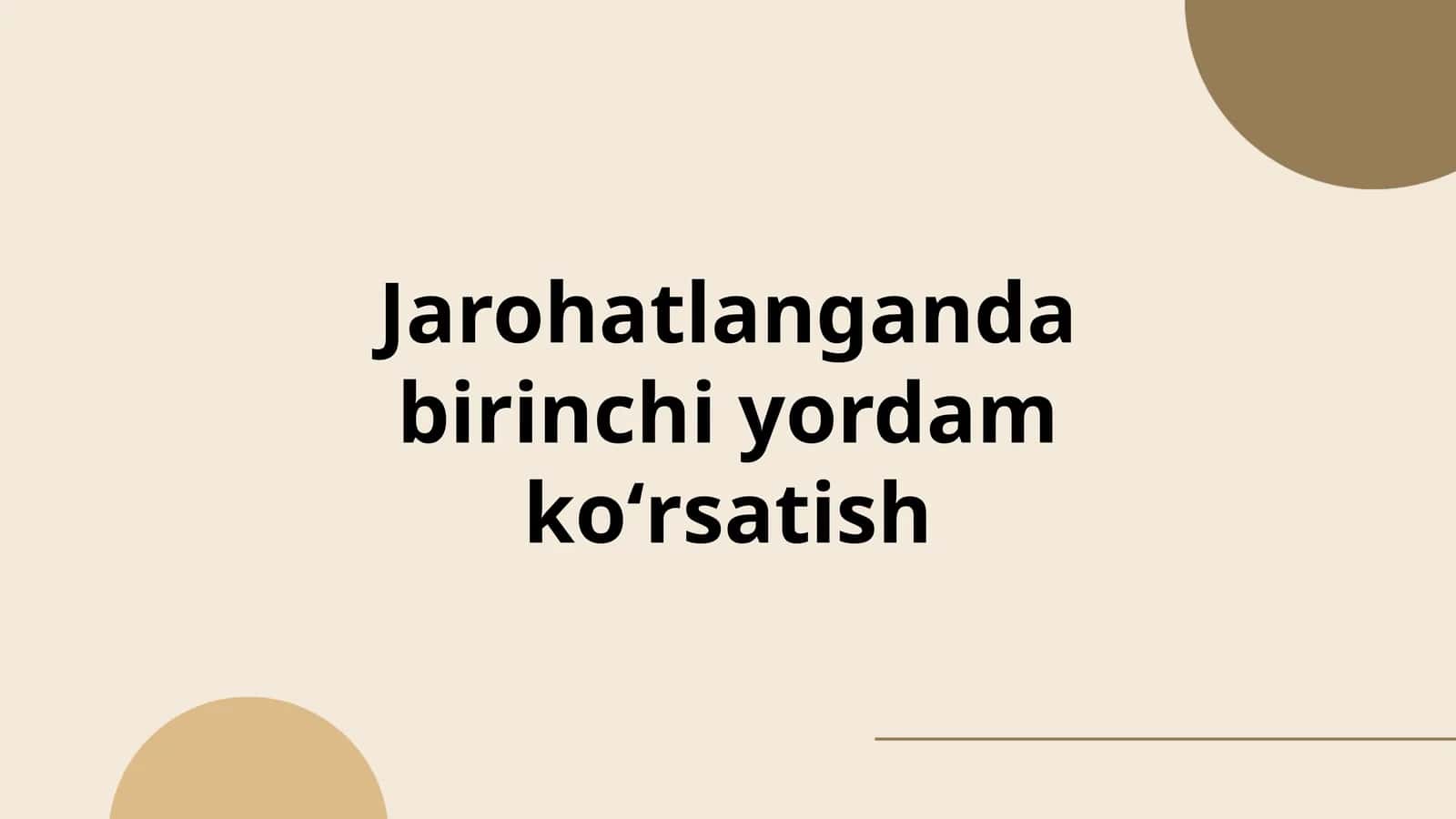 Jarohatlanganda birinchi yordam koʻrsatish 1