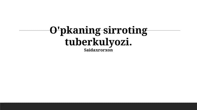 O'pkaning sirrotik tuberkulyozi: Ta'rif va patogenez 1