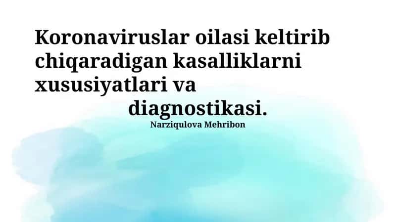 Koronavirus infektsiyalari va diagnostikasi 1