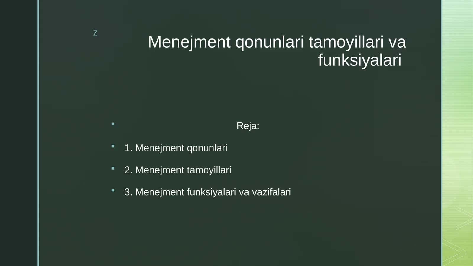 Menejment qonunlari tamoyillari va funksiyalari 1