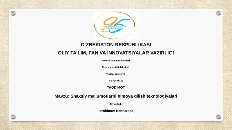 Shaxsiyma'lumotlarnihimoyaqilishtexnologiyalari 1
