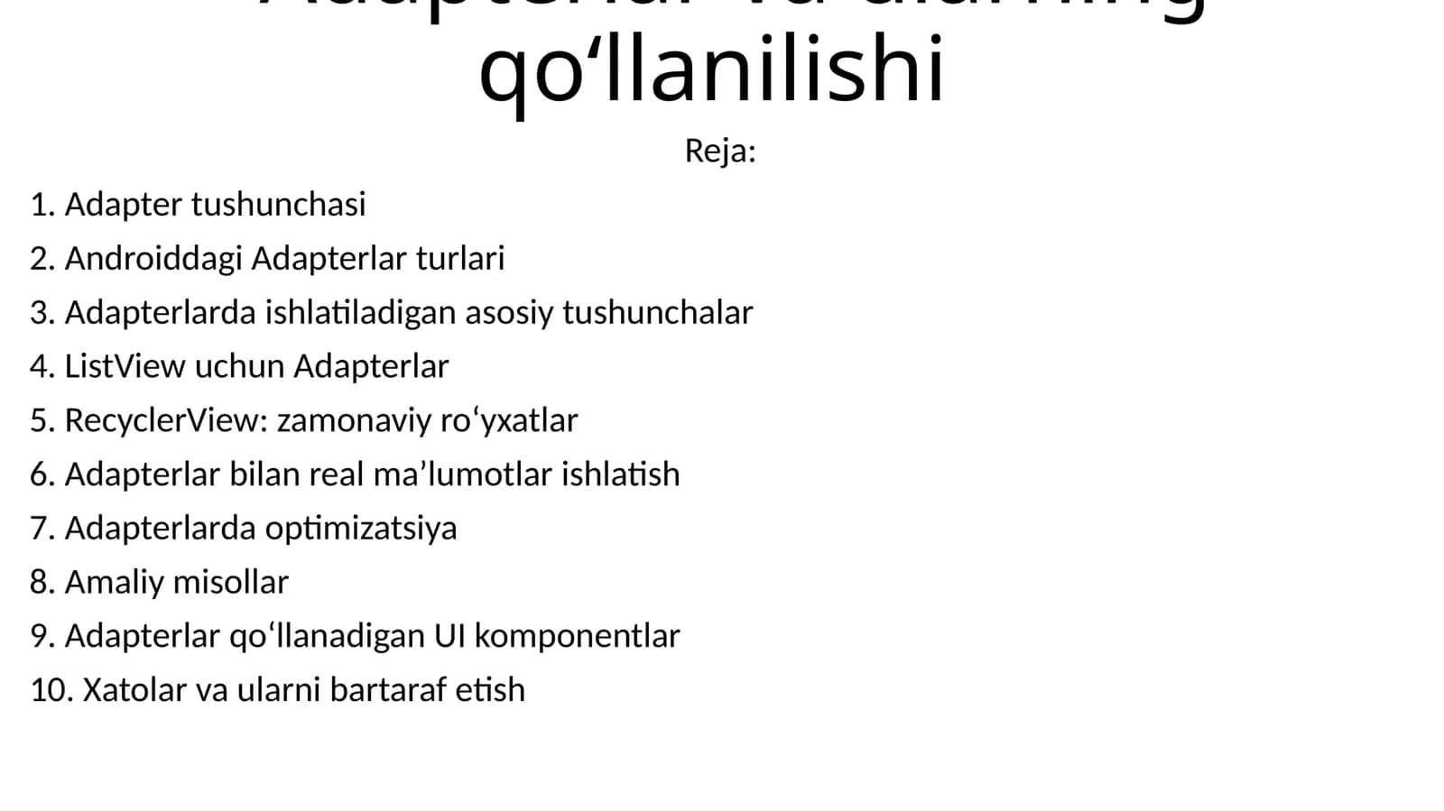 Adapterlar va ularning qo‘llanilishi 1