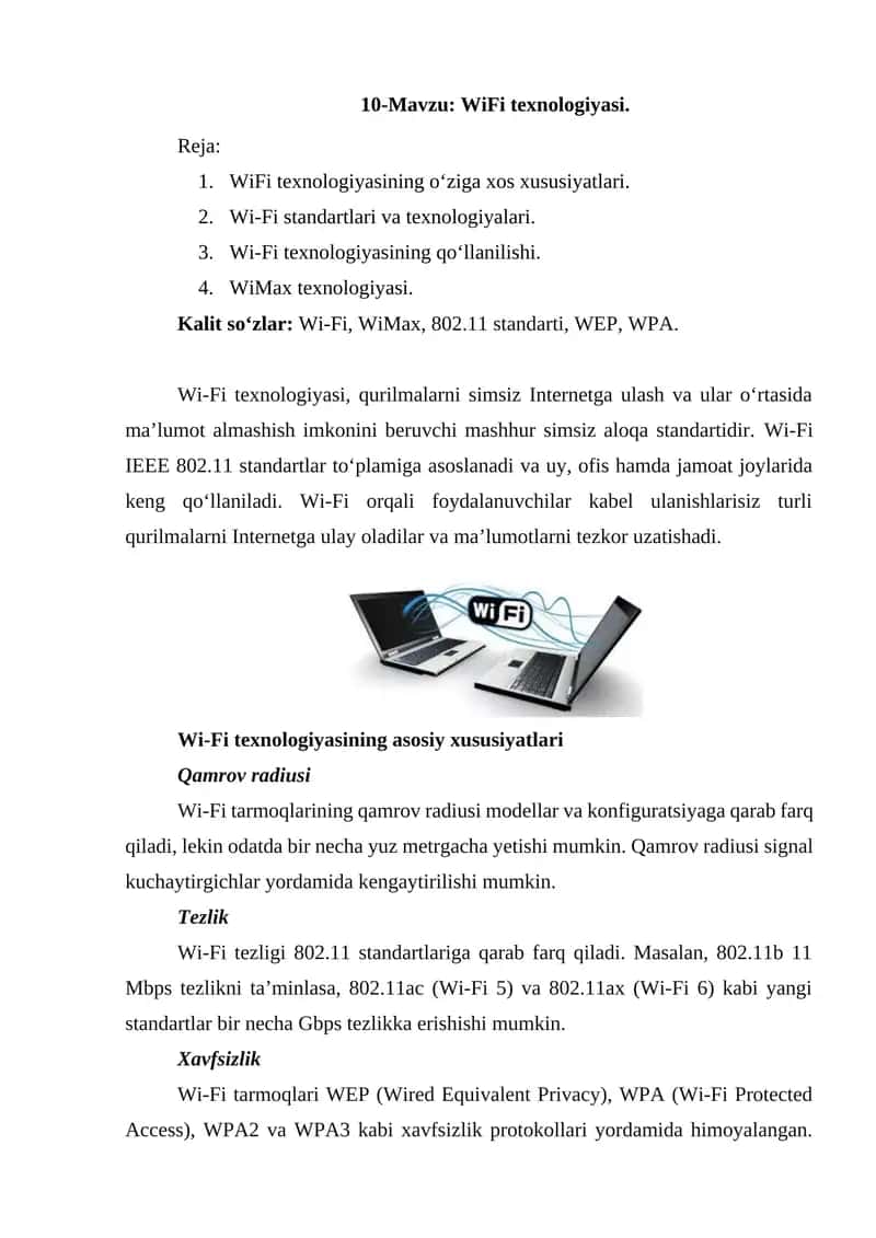 WiFi texnologiyasi 1