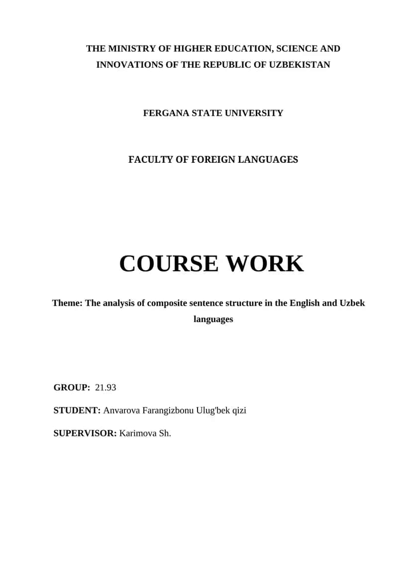 The analysis of composite sentence structure in the English and Uzbek languages 1