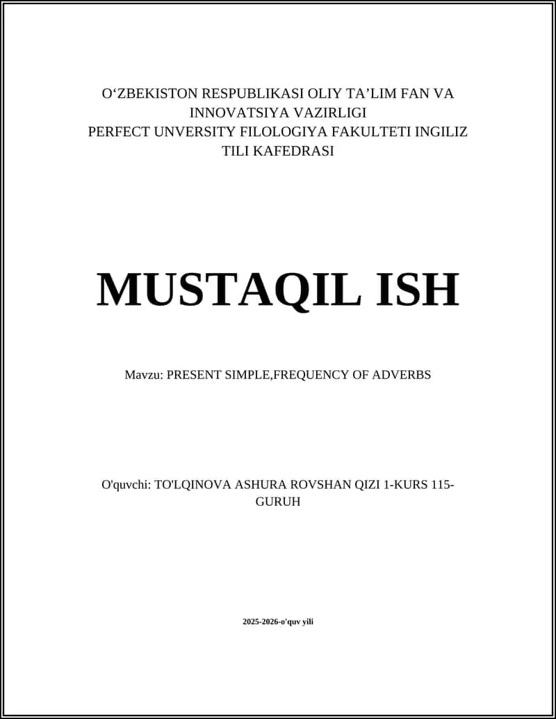 Hozirgi oddiy zamon: asosiy qo'llanilishi 1