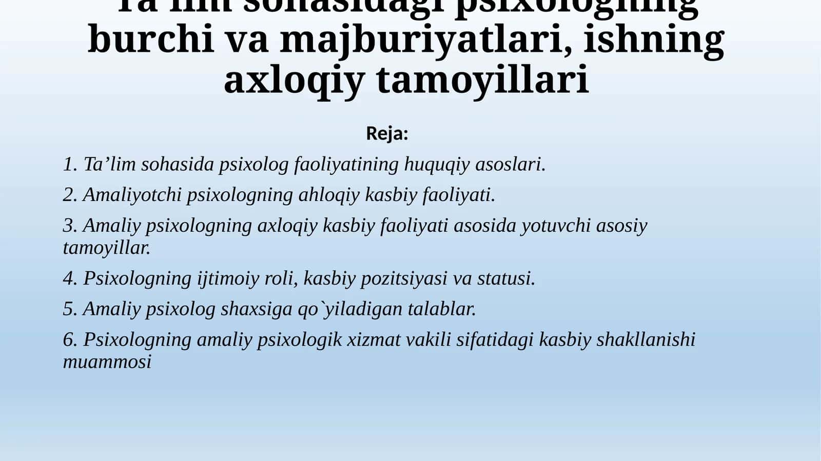 Ta’lim Sohasida Psixologning Burchi va Majburiyat 1