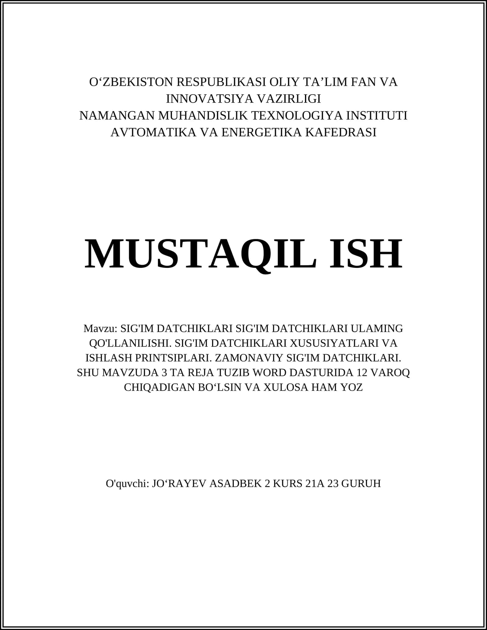 SIG'IM DATCHIKLARI 1