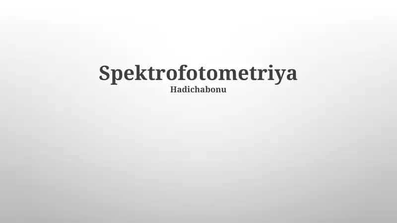 Spektrofotometriya 1