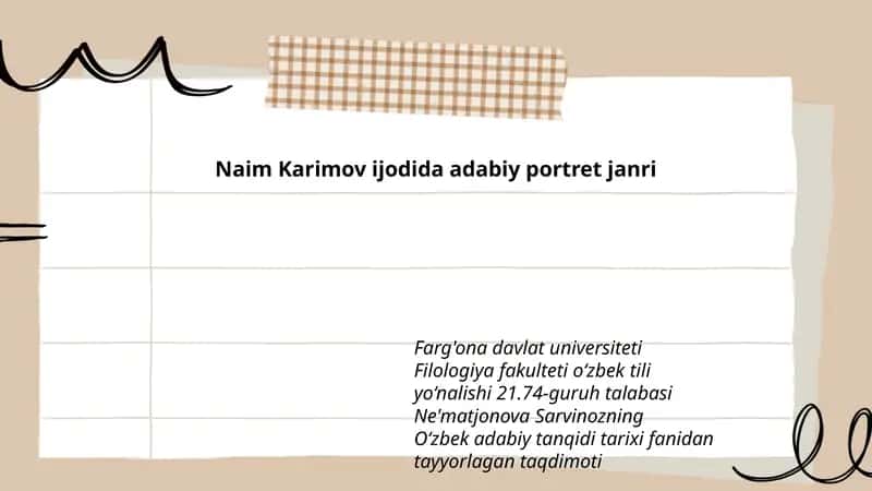 Naim Karimov ijodida adabiy portret janri 1