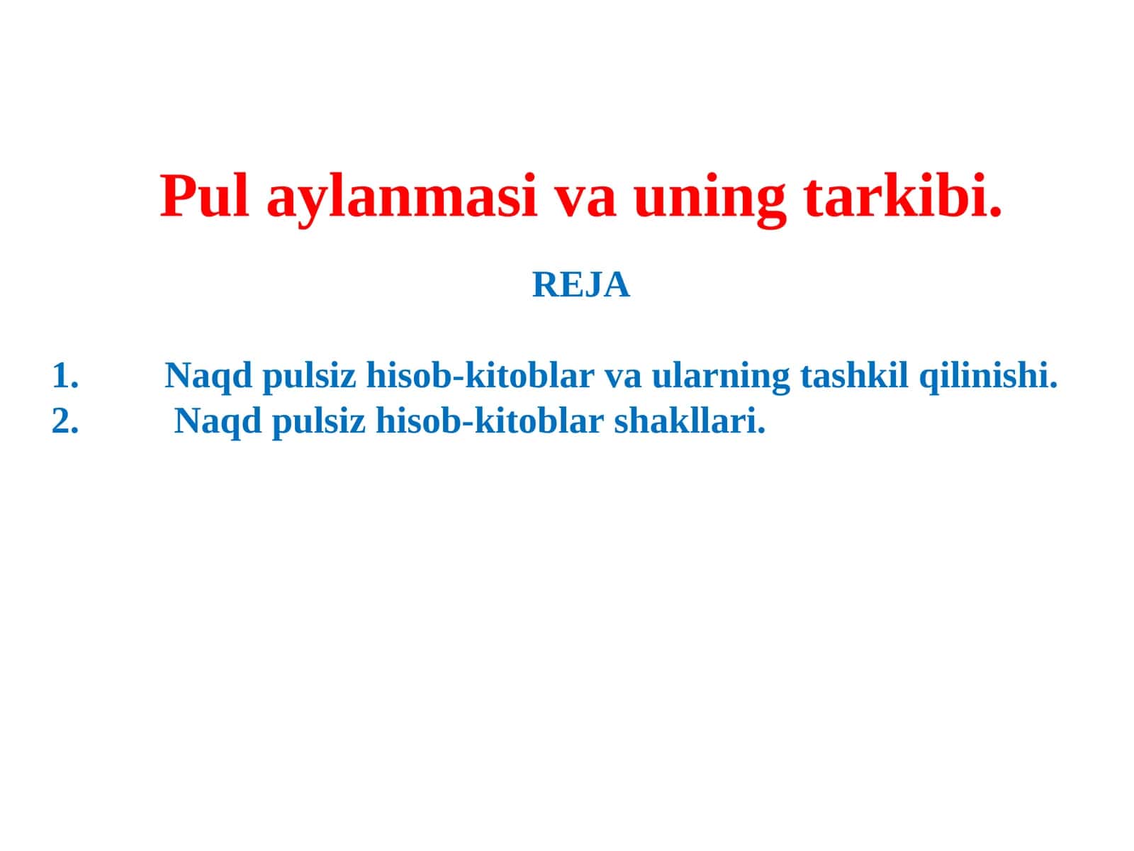 Pul aylanmasi va uning tarkibi 1