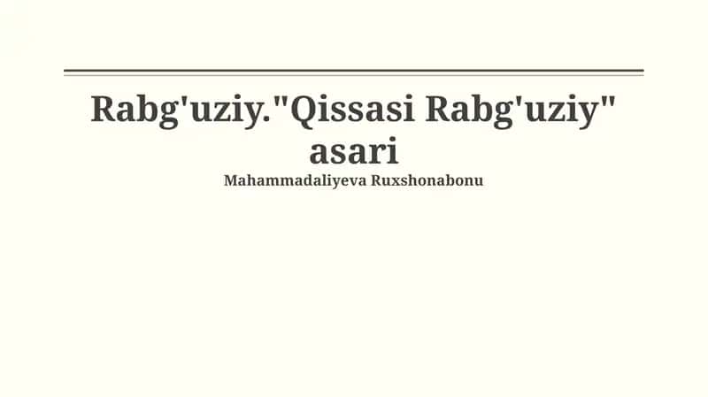 Qissasi Rabg'uziy 1