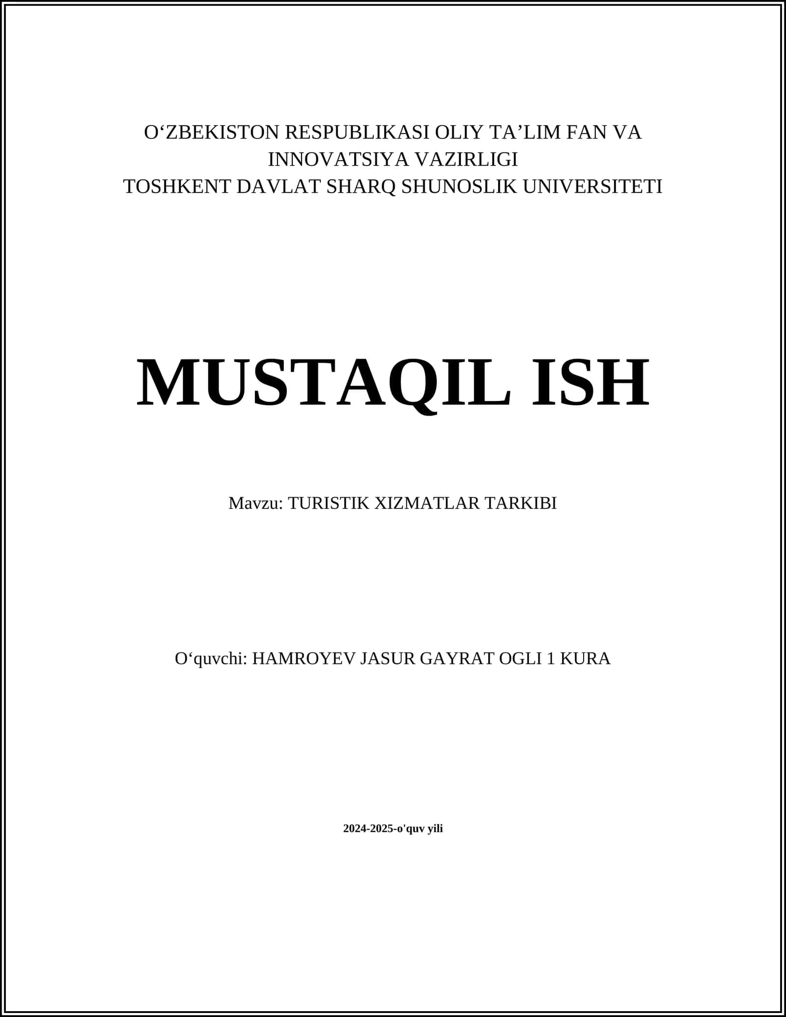 TURISTIK XIZMATLAR TARKIBI 1