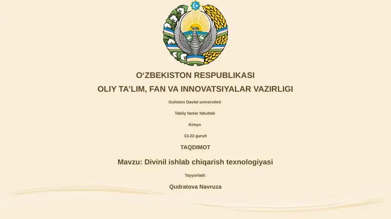 Divinil ishlab chiqarish texnologiyasi 1