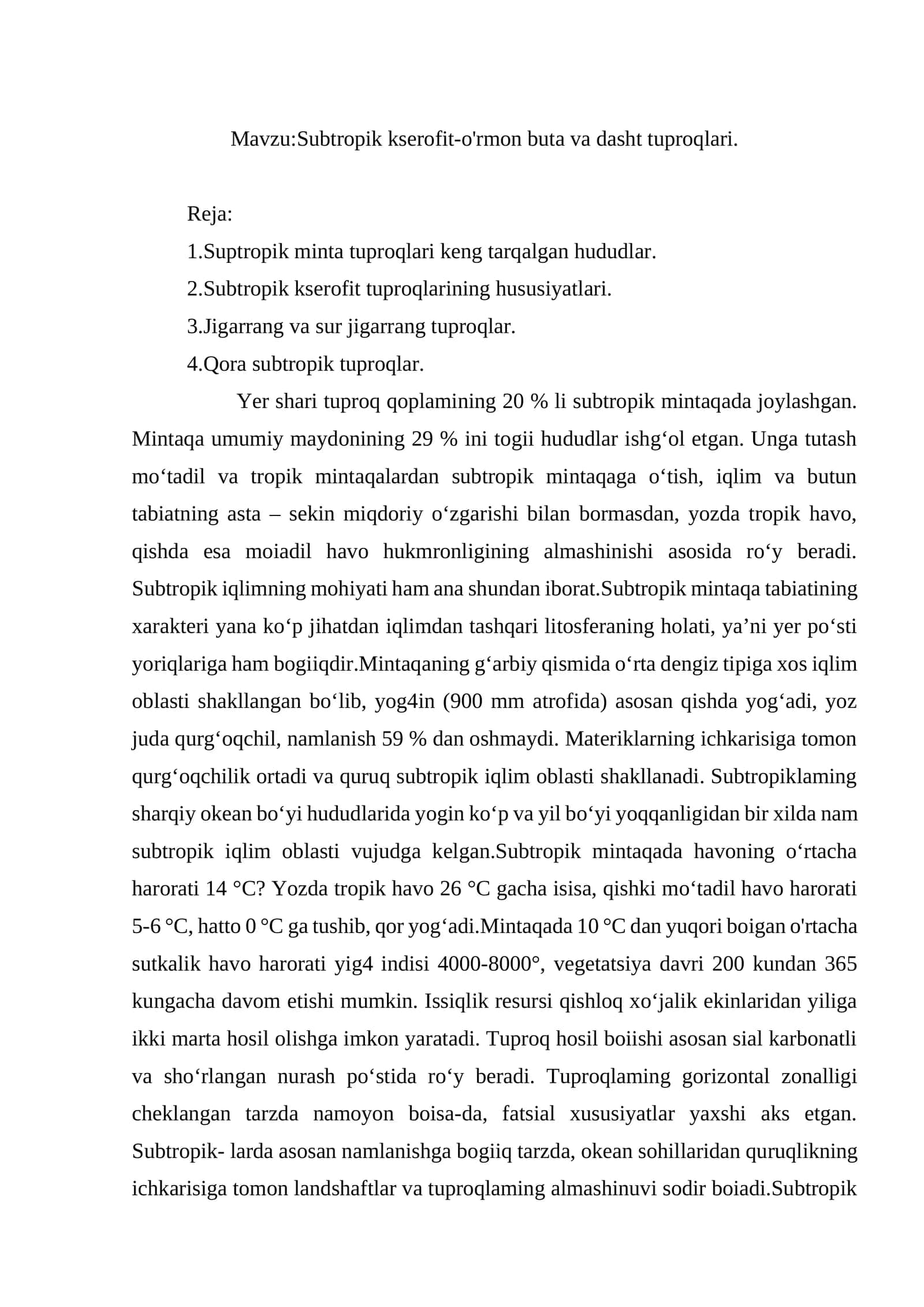 Subtropik kserofit-o'rmon buta va dasht tuproqlari 1