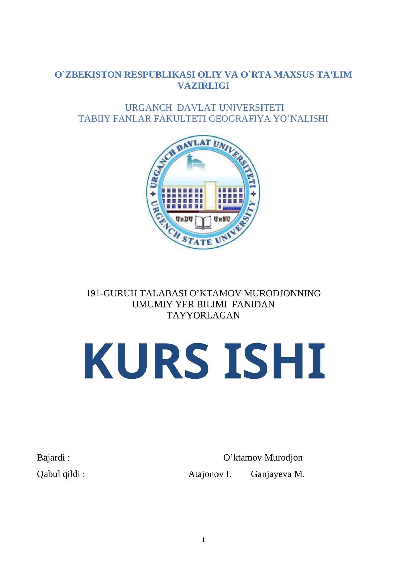 Gidrosfera va uning tarkibiy qismlari 1