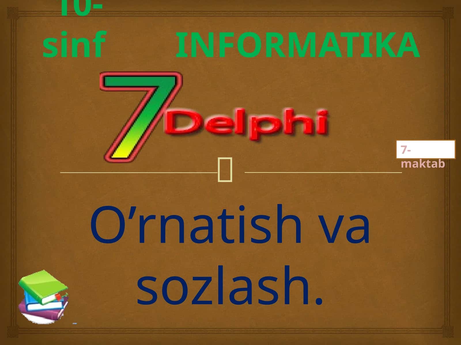 Delphi 7 yozuvini tanlashni o'rganamiz 1