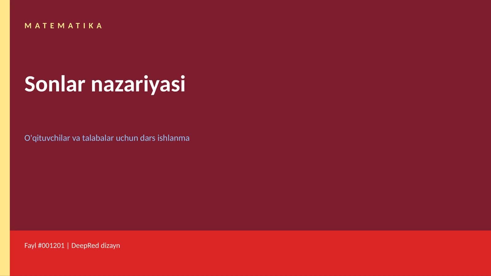 Matematika: Sonlar nazariyasi 1