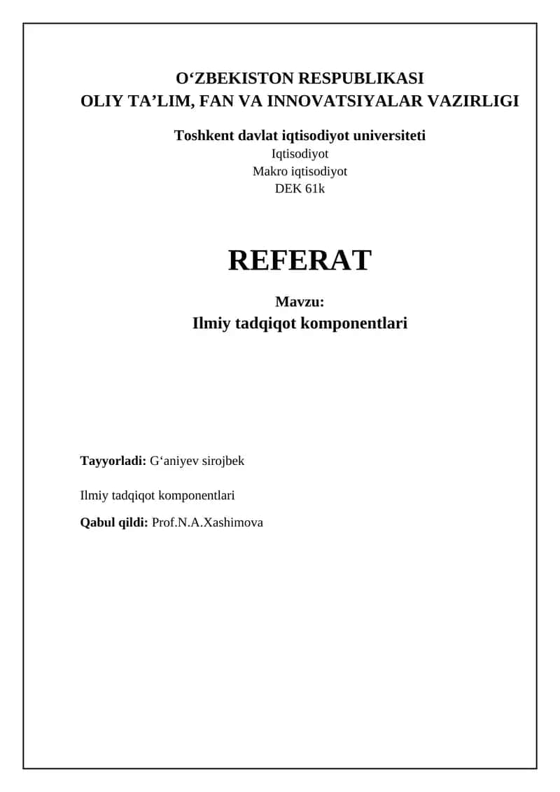 Ilmiy tadqiqot komponentlari 1