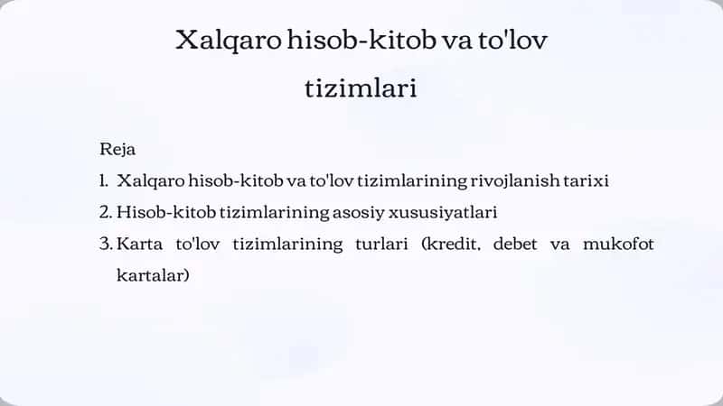 Xalqarohisob-kitobvato'lovtizimlari 1
