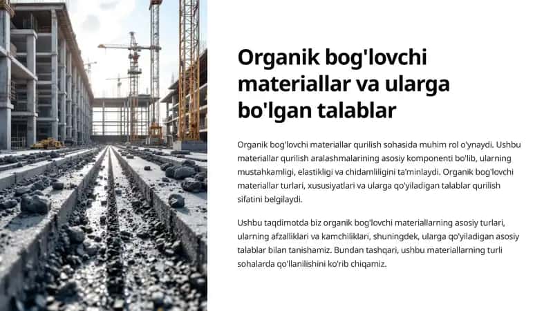 Organik bog'lovchi materiallar va ularga bo'lgan talablar 1