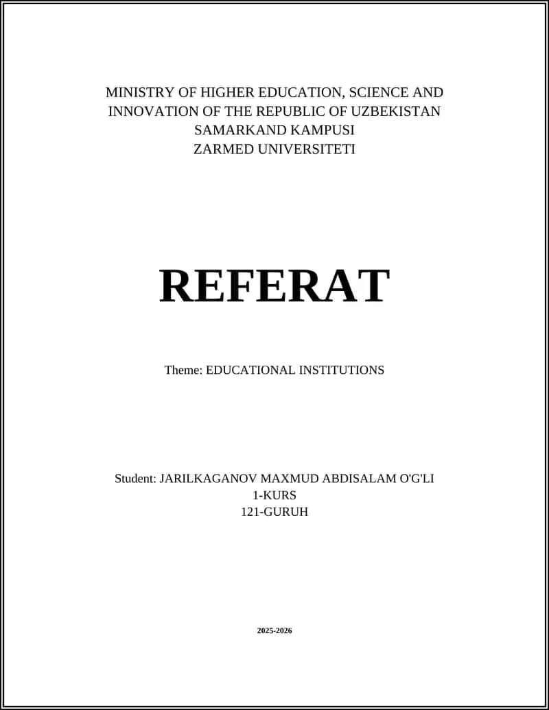 ZARMED UNIVERSITETI REFERAT 1