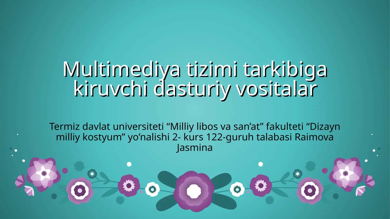 Multimediya tizimi tarkibiga kiruvchi dasturiy vositalar 1
