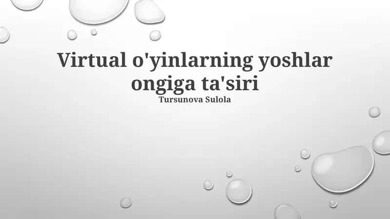 Virtual o'yinlarning yoshlar ongiga ta'siri 1