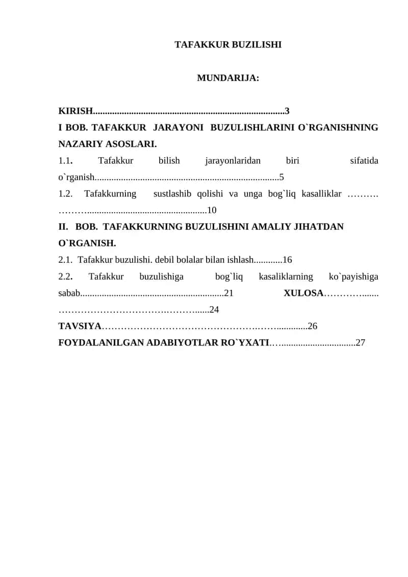 Tafakkur Buzilishi 1