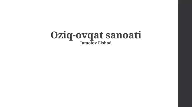 Oziq-ovqat sanoati 1