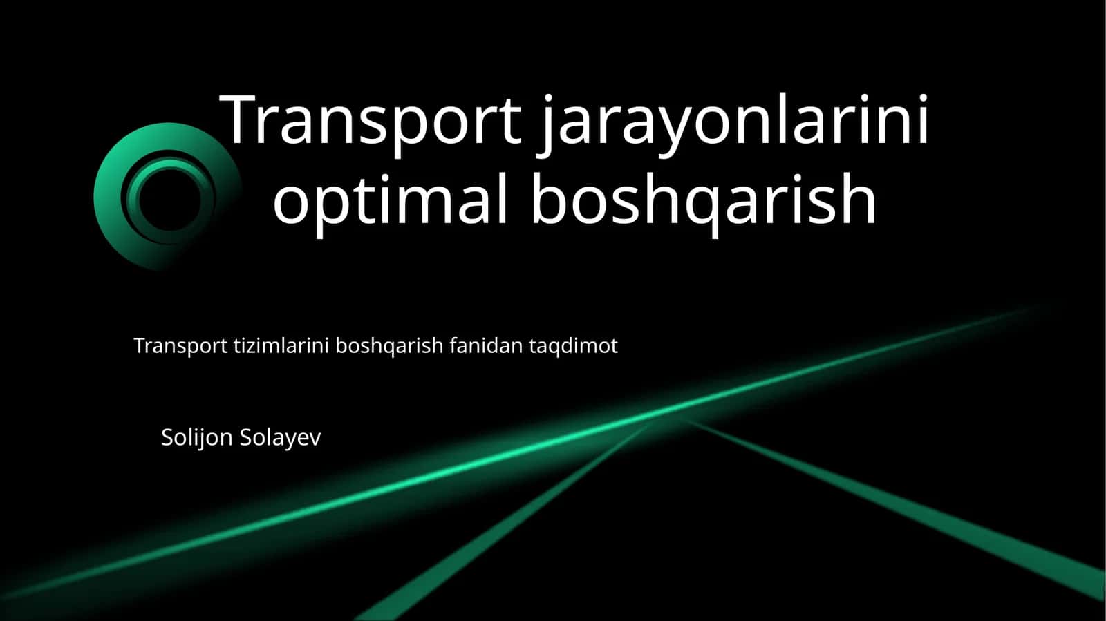 Transport jarayonlarini optimal boshqarish 1