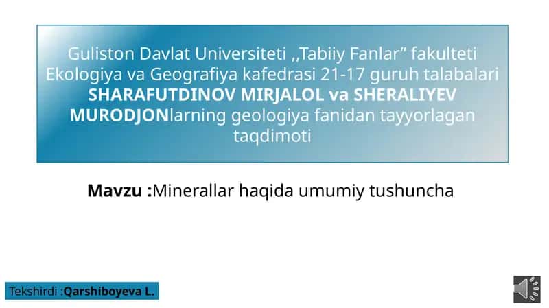 Minerallar haqida umumiy tushuncha 1