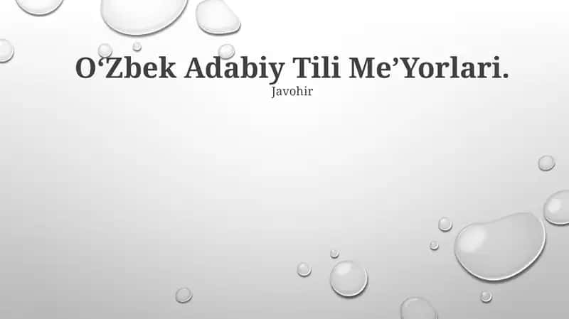 Oʻzbek Adabiy Tili MeʼYorlari 1