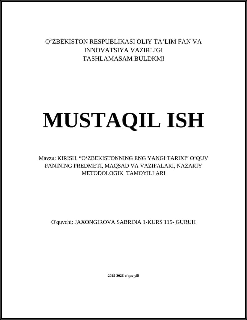O‘zbekistonning eng yangi tarixi 1