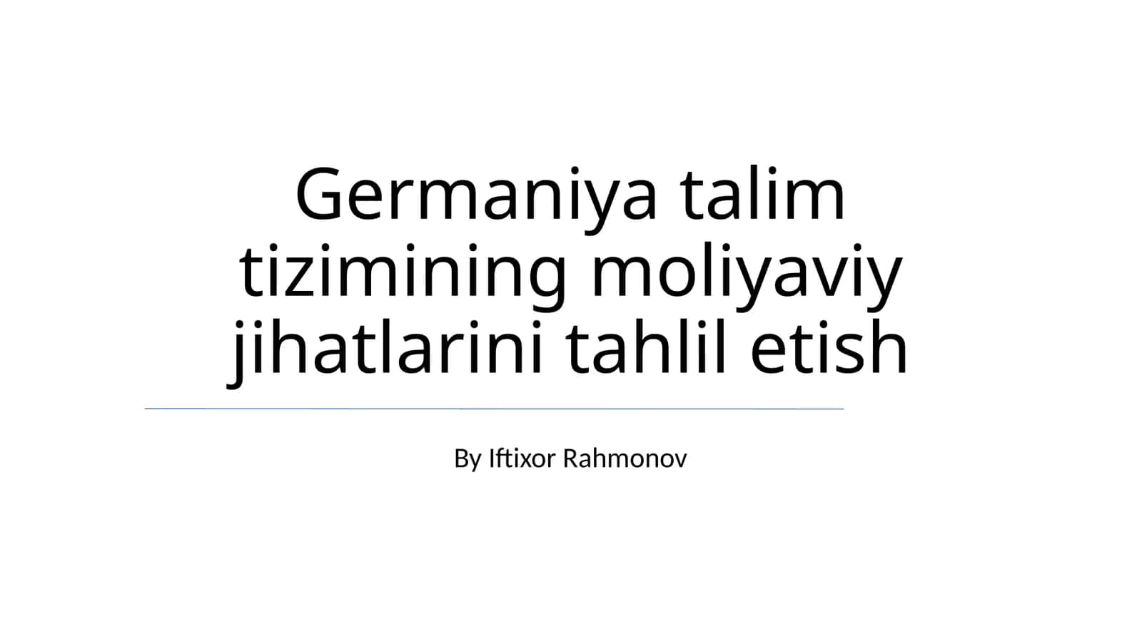 Germaniya talim tizimining moliyaviy jihatlarini tahlil etish 1
