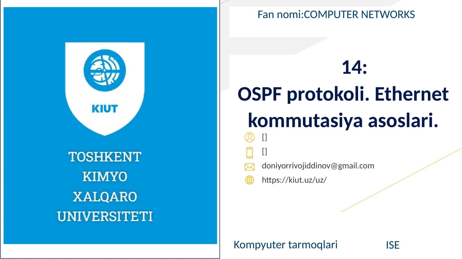 OSPF protokoli. Ethernet kommutasiya asoslari 1