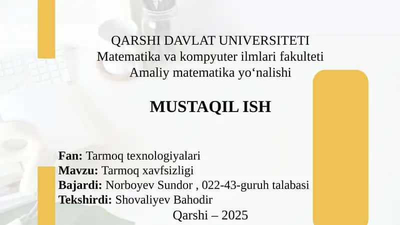 Tarmoq xavfsizligi 1