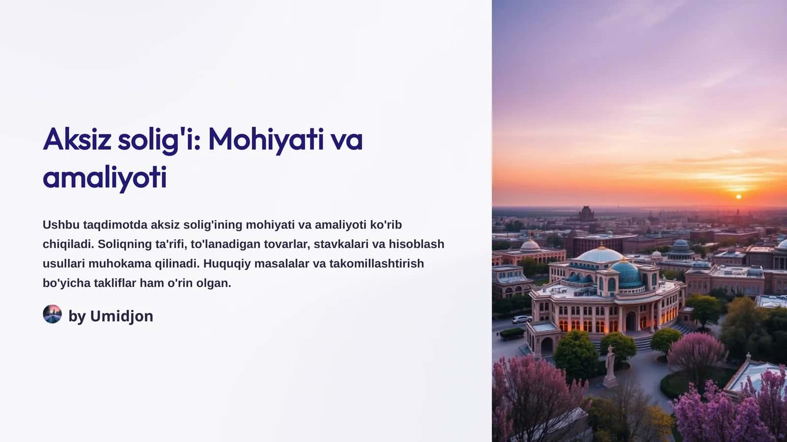 Aksiz solig'i: Mohiyati va amaliyoti 1