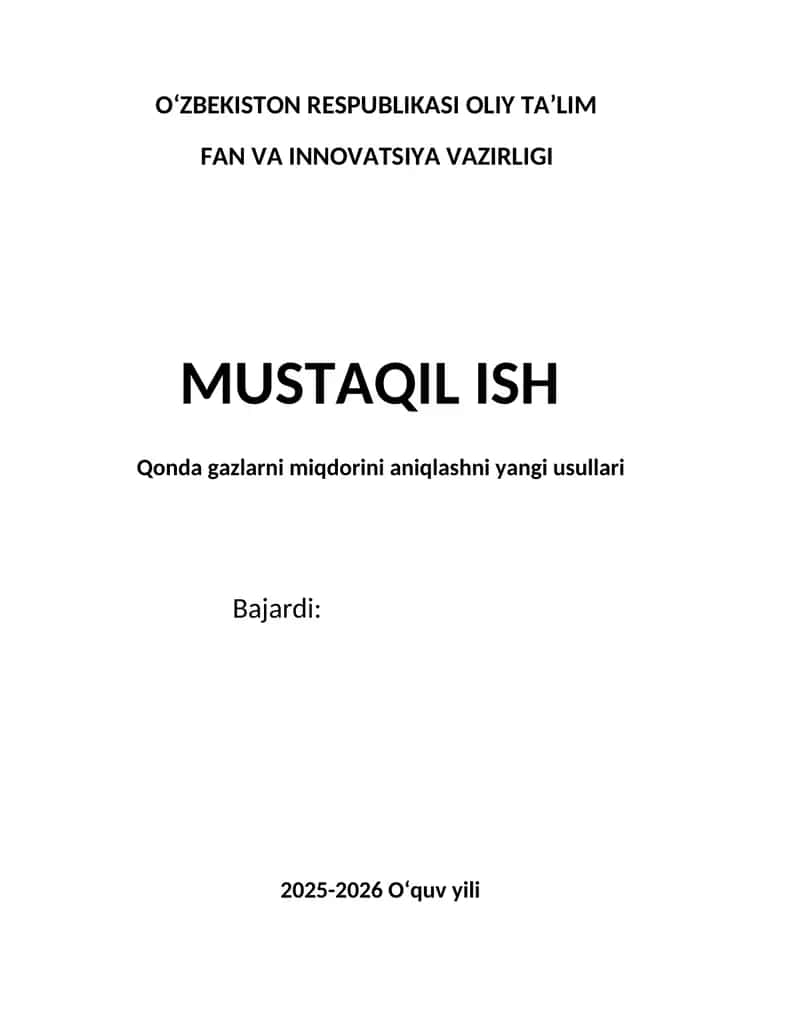 Qonda gazlarni miqdorini aniqlashni yangi usullari 1