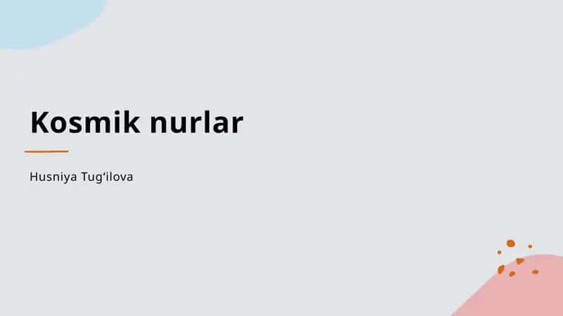 Kosmik nurlar 1