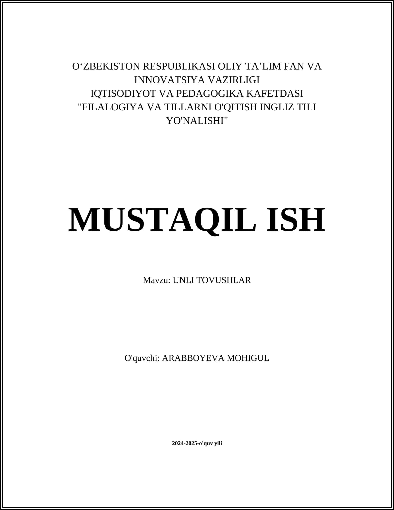UNLI TOVUSHLAR 1
