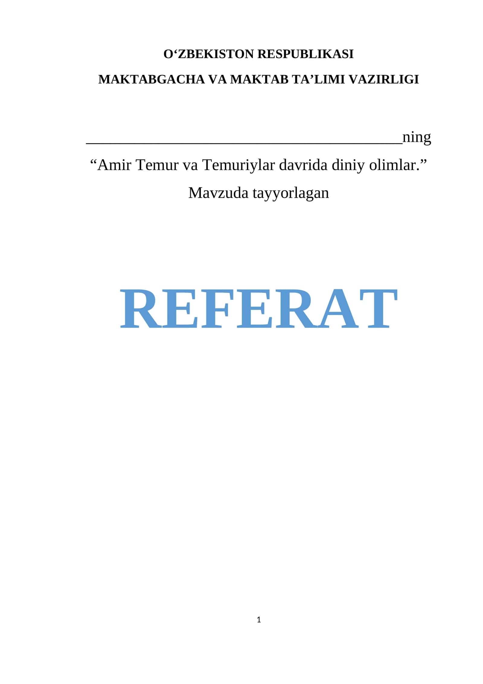 Amir Temur va Temuriylar davrida diniy olimlar 1