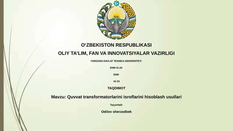 Quvvat transformatorlarini isroflarini hisoblash usullari 1