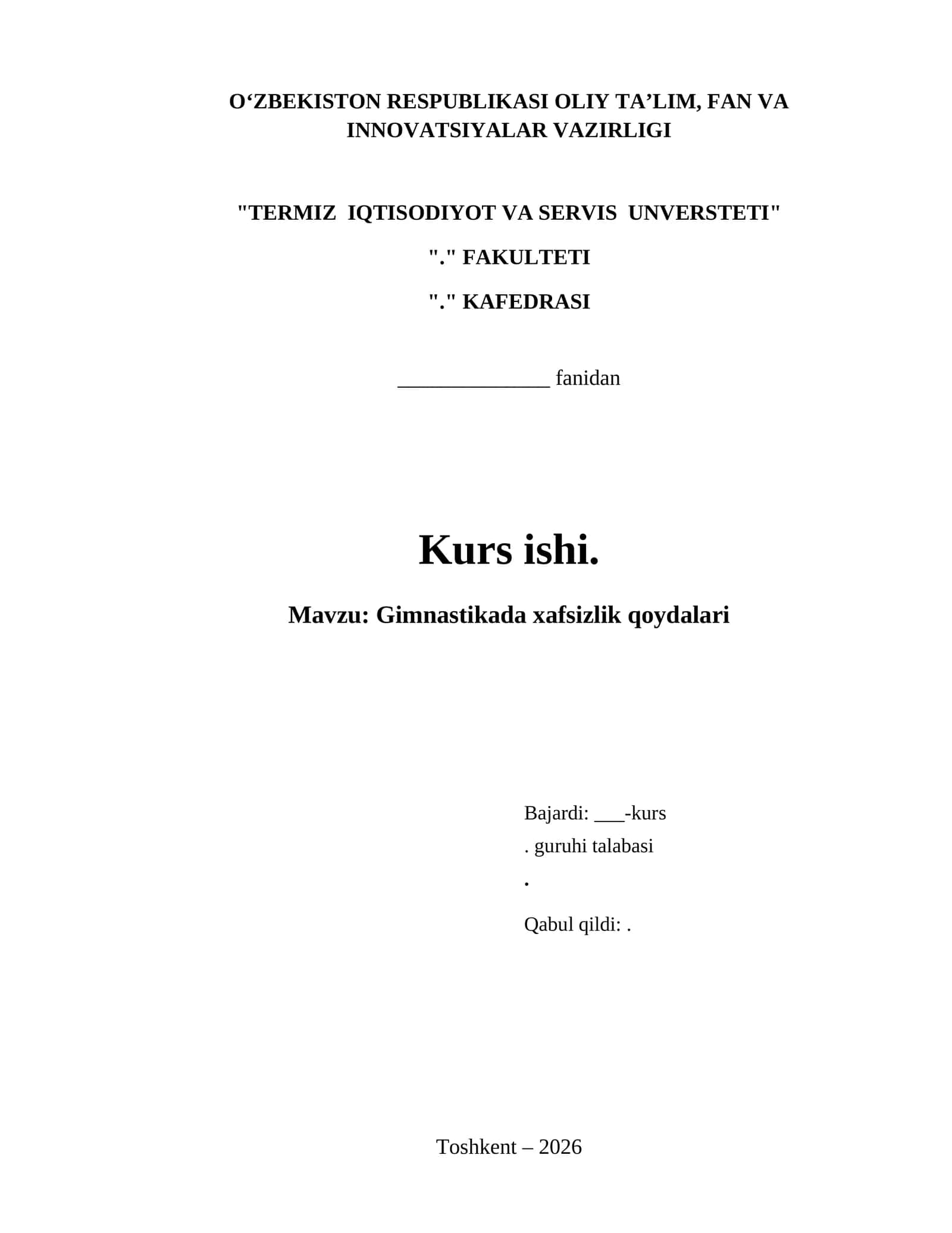 Gimnastikada xafsizlik qoydalari 1