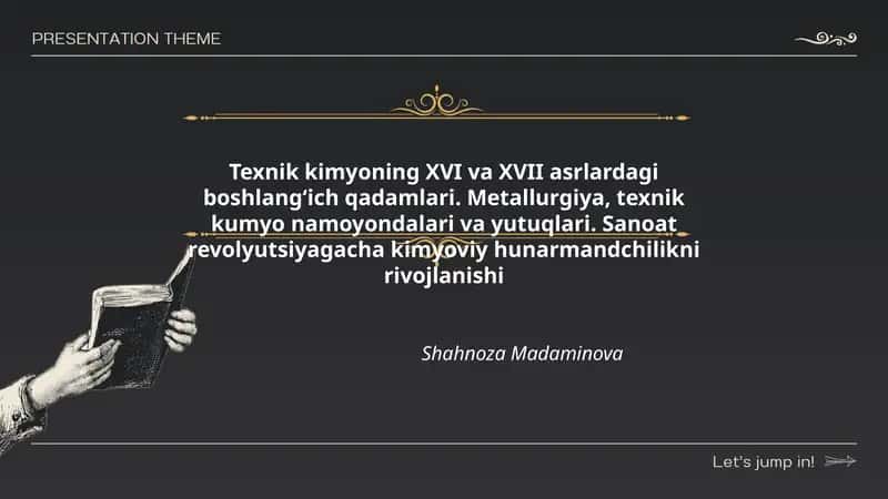 Texnik kimyoning XVI va XVII asrlardagi boshlangʻich qadamlari 1