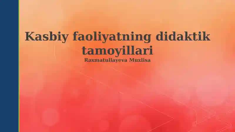 Kasbiy faoliyatning didaktik tamoyillari