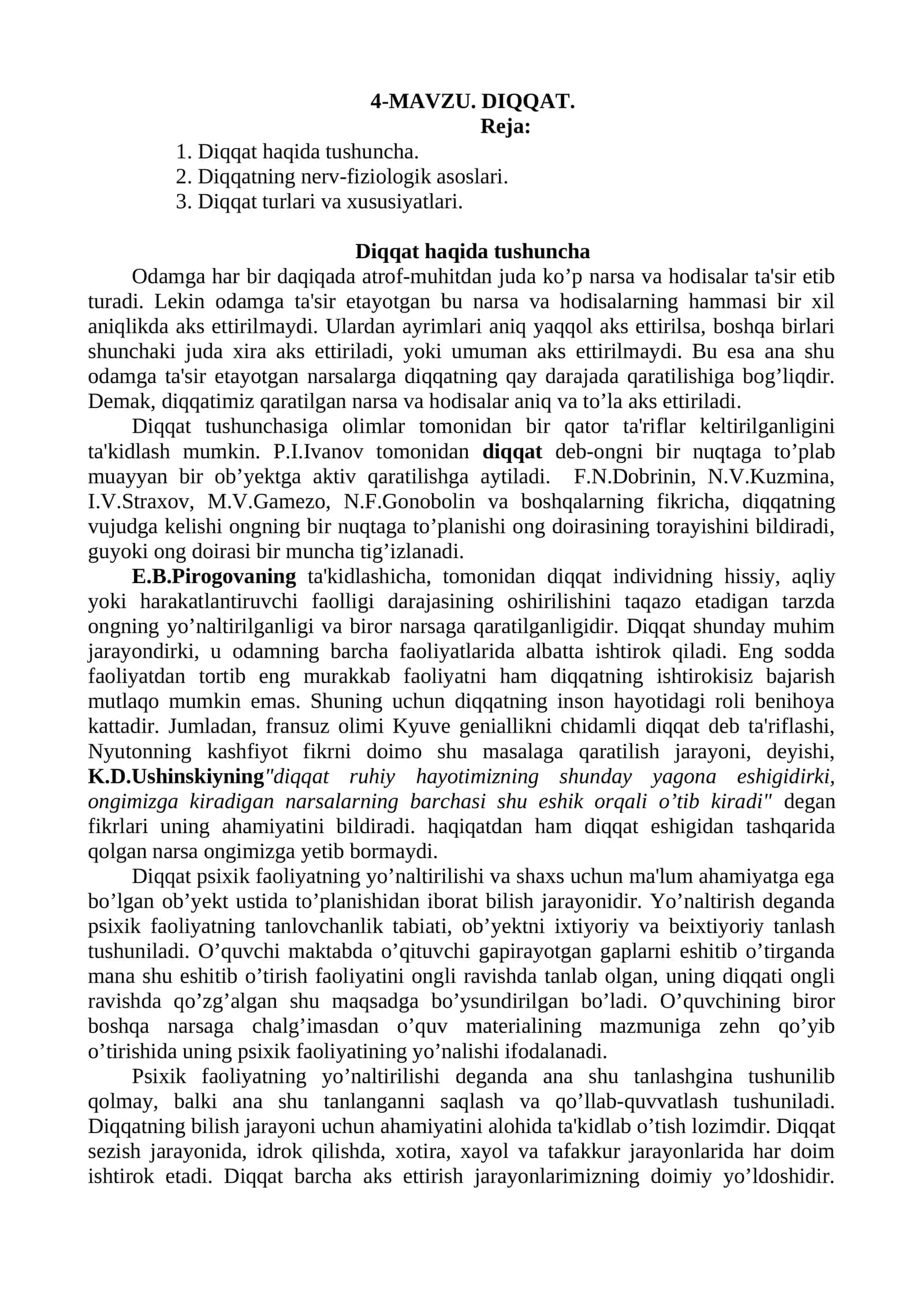 Psixologiya. Diqqat 1