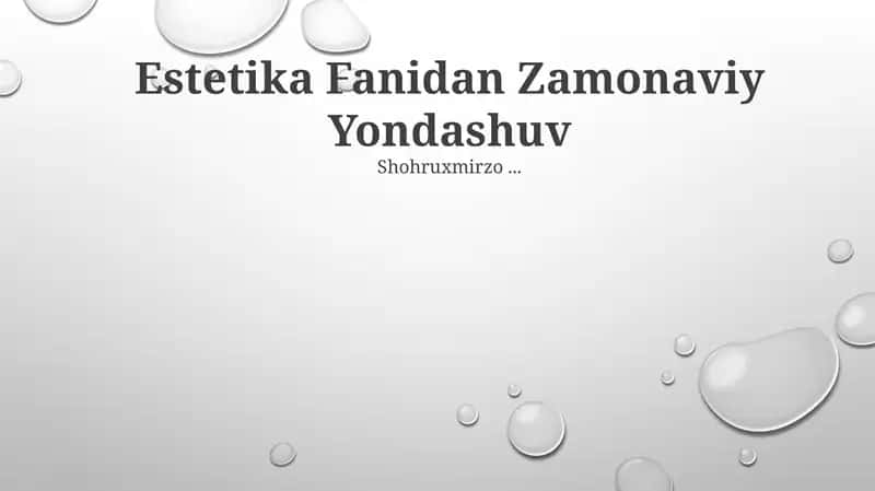 Estetika Fanidan Zamonaviy Yondashuv 1
