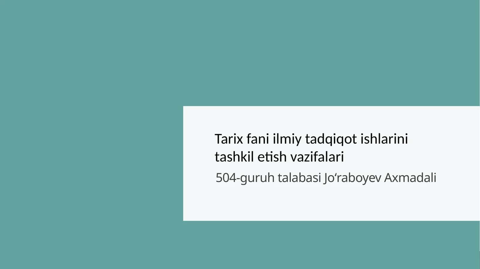 Tarix fanining ilmiy tadqiqot ishlari 1