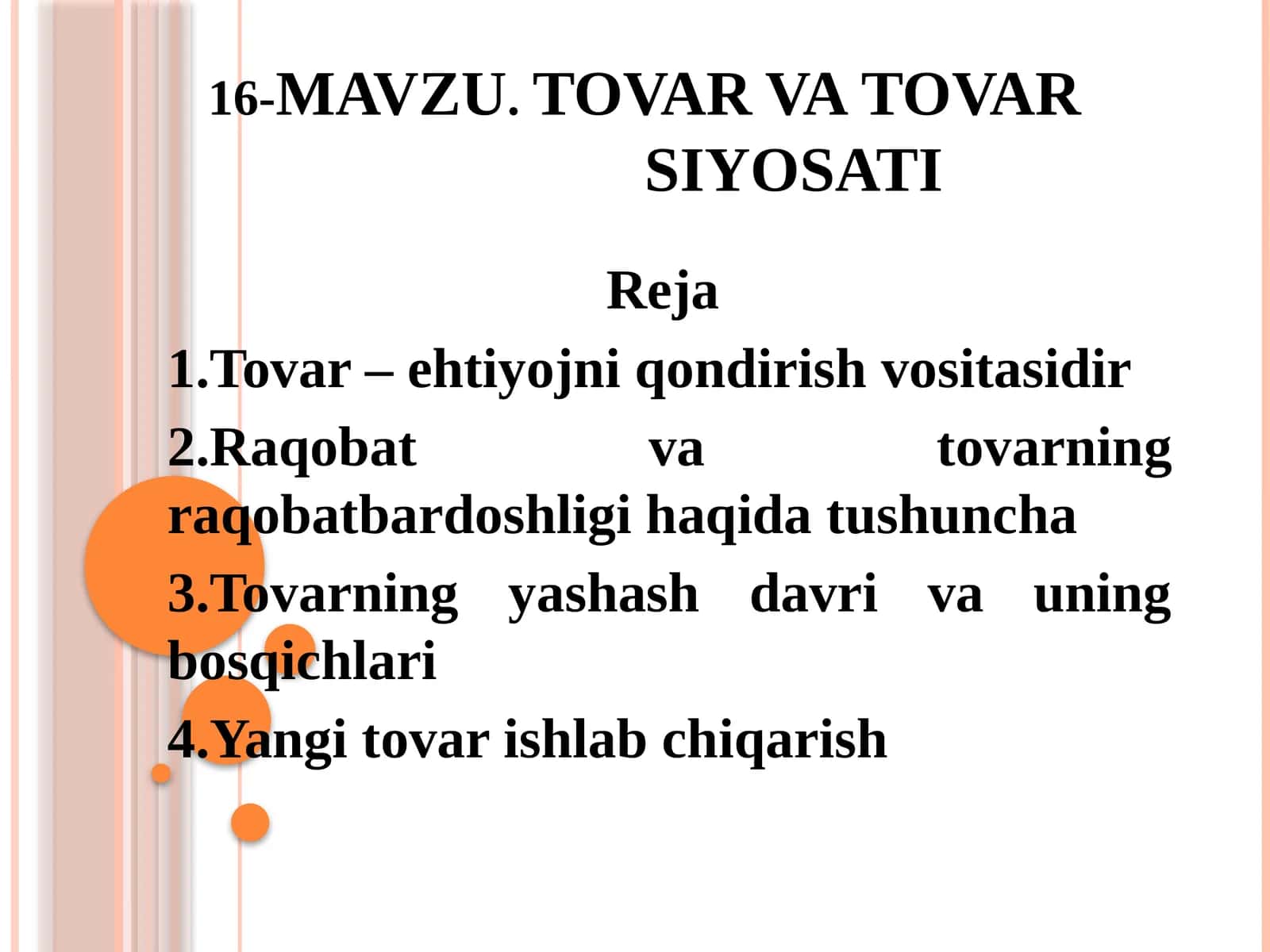 TOVAR VA TOVARSIYOSATI 1