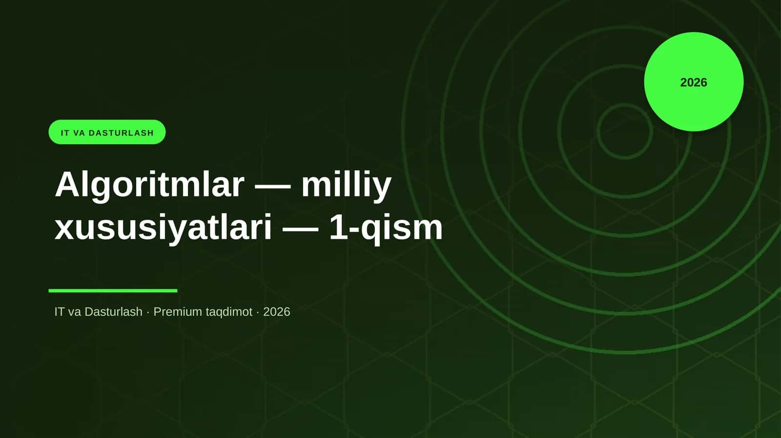 Algoritmlar — milliy xususiyatlari — 1-qism 1